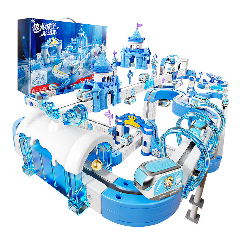 Beijies children's educational ice & snow electric train magic track car cube diy assembly track car toy