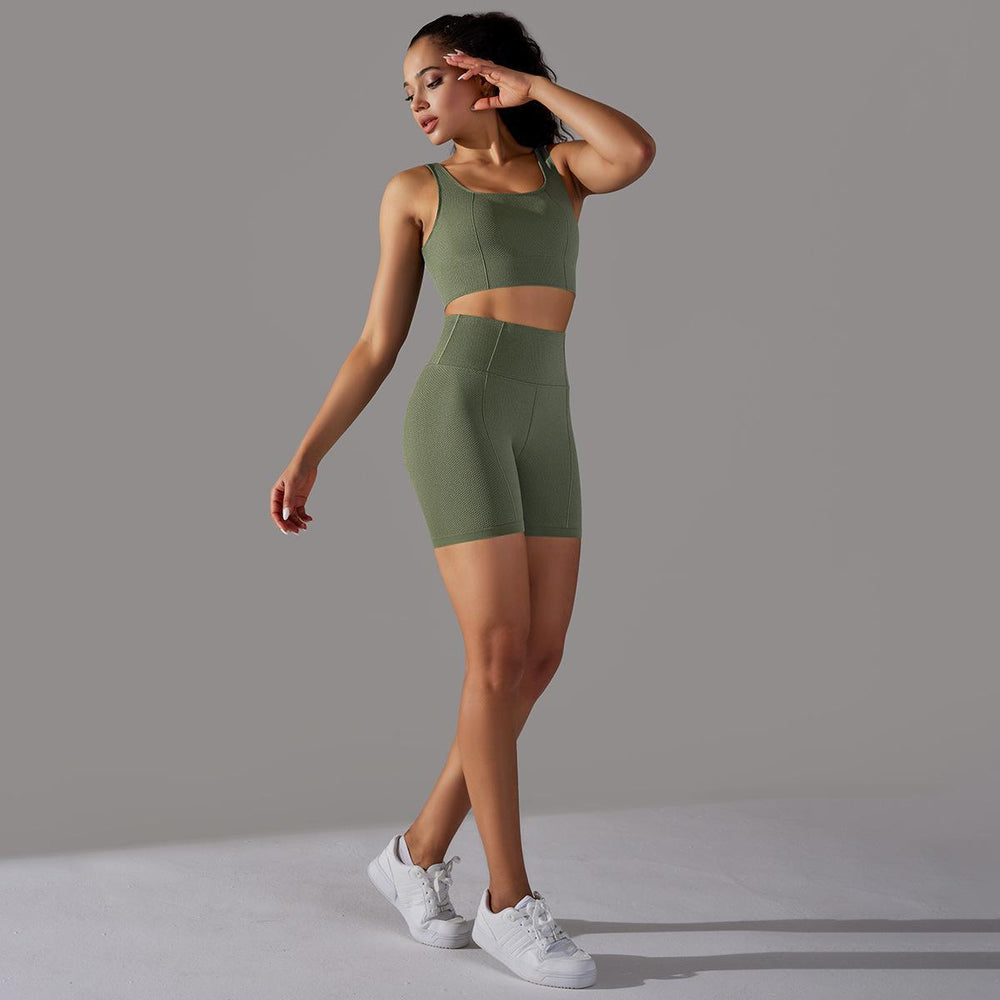 new arrival seamless jacquard knitting yoga wear breathable tight sports suit high waist hip lifting running fitness wear