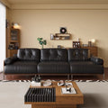 Used leather sofa, living room retro style italian high-end home straight-row small apartment three-seater cowhide sofa