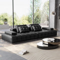Lawrence straight leather sofa italian normcore living room large apartment house designer black leather sofa