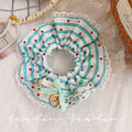 Blue striped lace heart-shaped scrunchie hair tie - korean style hair bun maker - elastic hair band