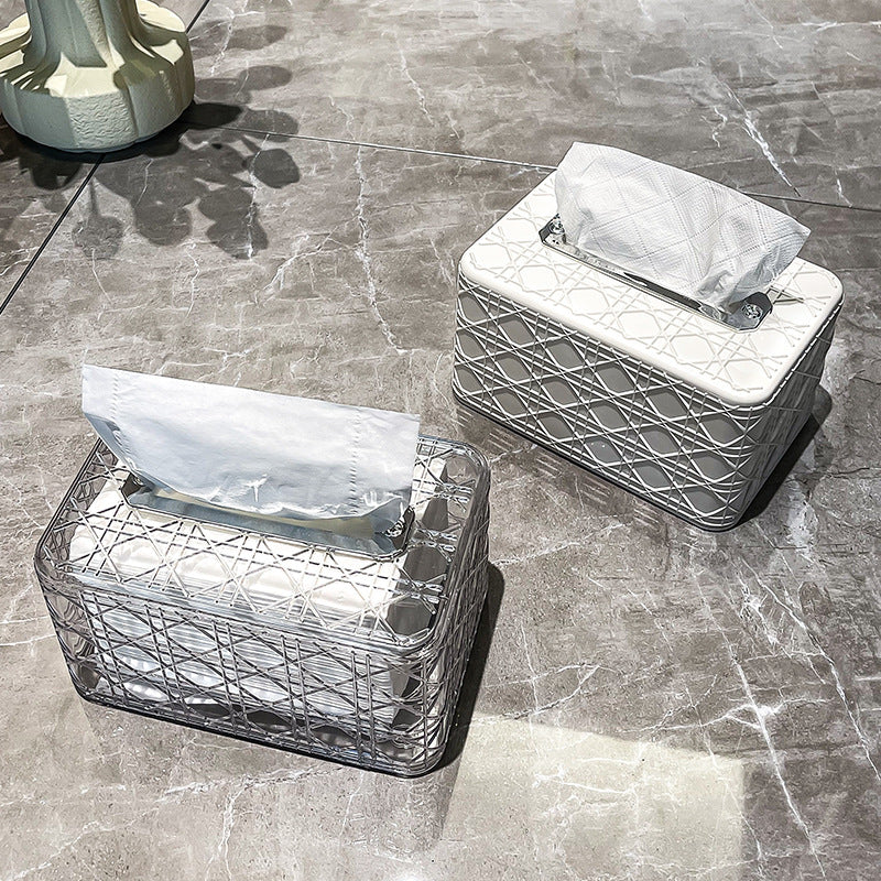 New arrivalaccessible luxury square rattan grids pattern tissue box classysense of design living room tissue box bathroom desktop spring adjustable