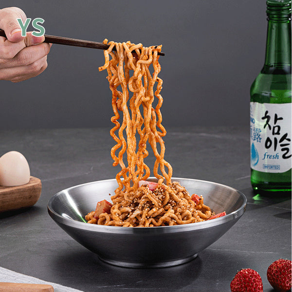 Salad bowl,  Korean instant noodle bowl, soup bowl, double-layer stainless steel ramen bowl, trumpet bowl, hat bowl.