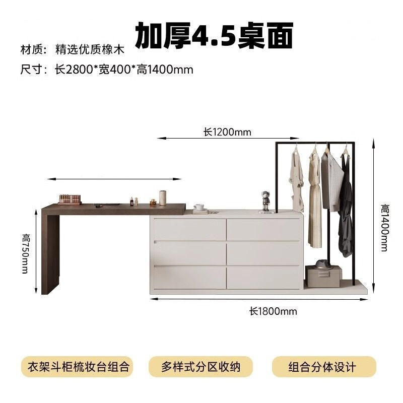 Simple modern chest of drawers dresser all-in-one solid wood small bedroom popular multifunctional corner dressing table storage cabinet