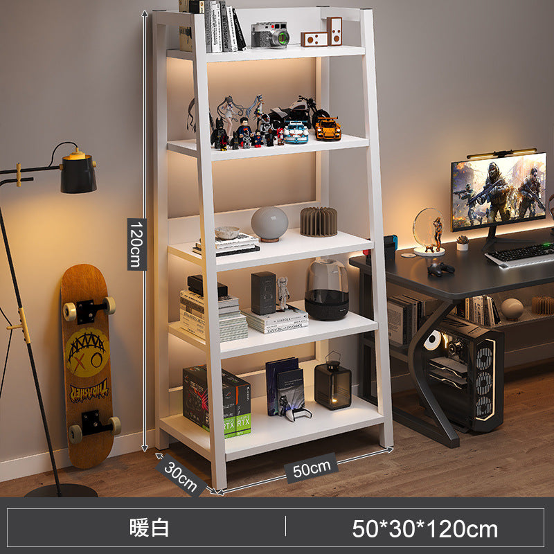 Shelf Floor-to-ceiling storage shelf Multi-layer bookshelf E-sports room Computer table Locker Wrought iron trapezoidal display shelf
