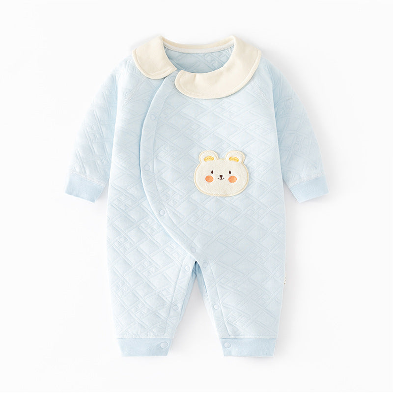 Babibele baby heattech onesie baby fall and winter boneless haki type a baby snap button door-to-door romper pajamas