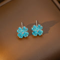 Tz-8200-earrings (silver and blue earrings) [titanium steel chain, copper inlaid with zirconium pendant]
