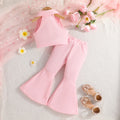summer new sleeveless cropped top + solid color bowknot flare pants two-piece set - ready stock wholesale