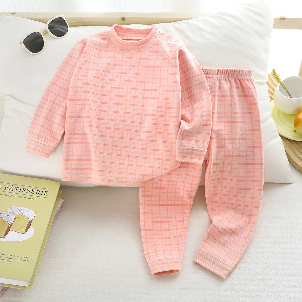 Kids german velvet home clothes suit boys and girls fall and winterheattechintimateschildren's bottom pajamas autumn clothes and long trousers