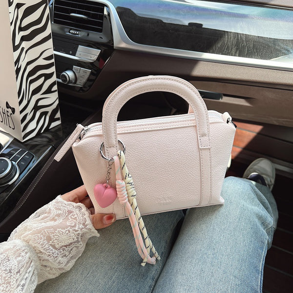 Textured bucket bag 2025 new large-capacity portable shoulder bag niche design lychee pattern retro messenger bag