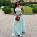 European and american cross-border women's fashion  summer new arrival: elegant halter neck tube top green evening gown long dress
