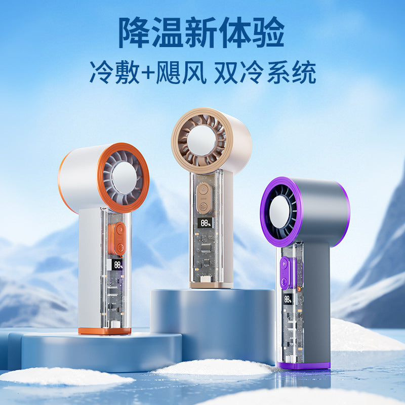 new arrival high-speed cooling fan outdoor portable mini handheld turbine transparent fan manufacturer wholesale