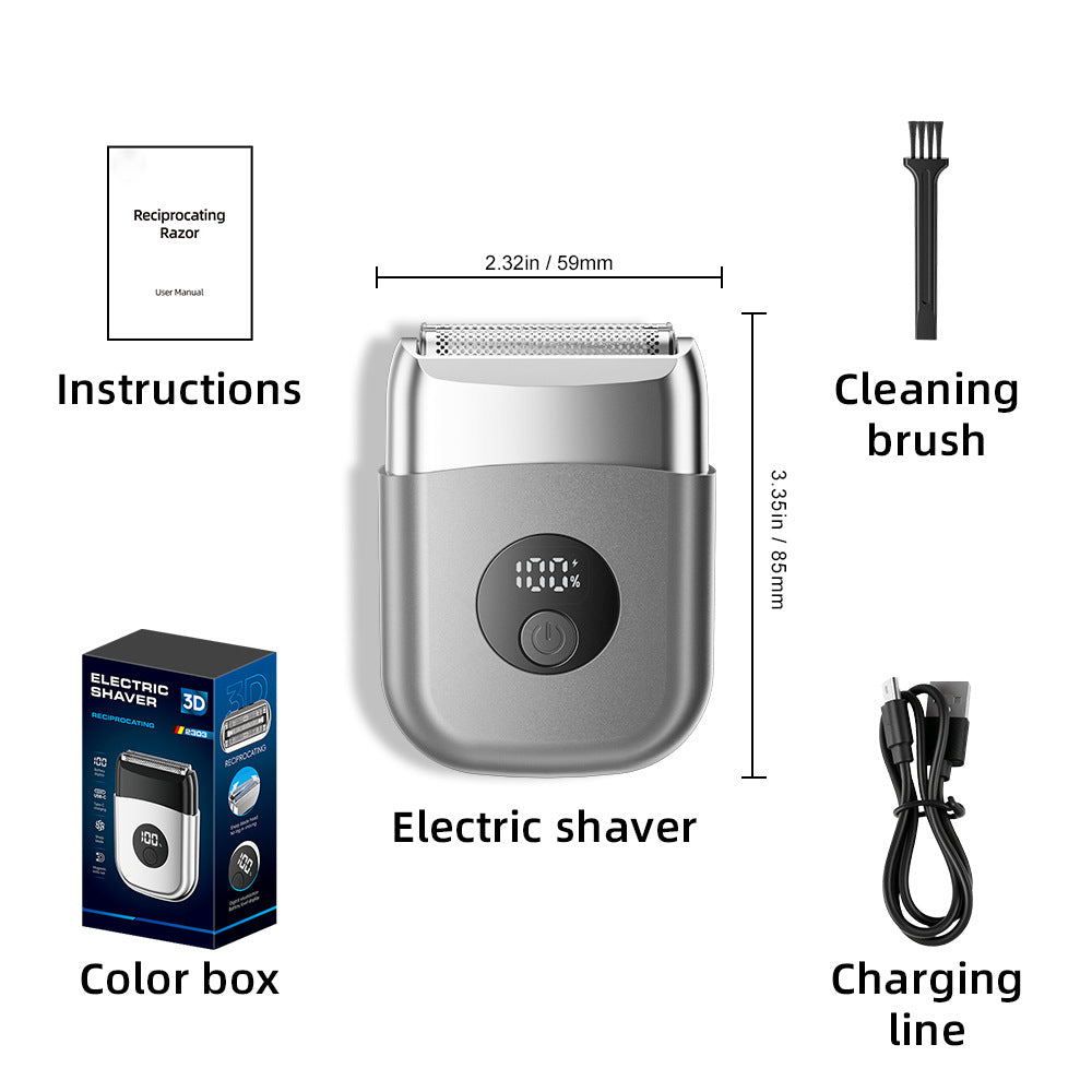 new reciprocating electric shaver for men, full body washable, triple blade head, rechargeable razor, beard trimmer