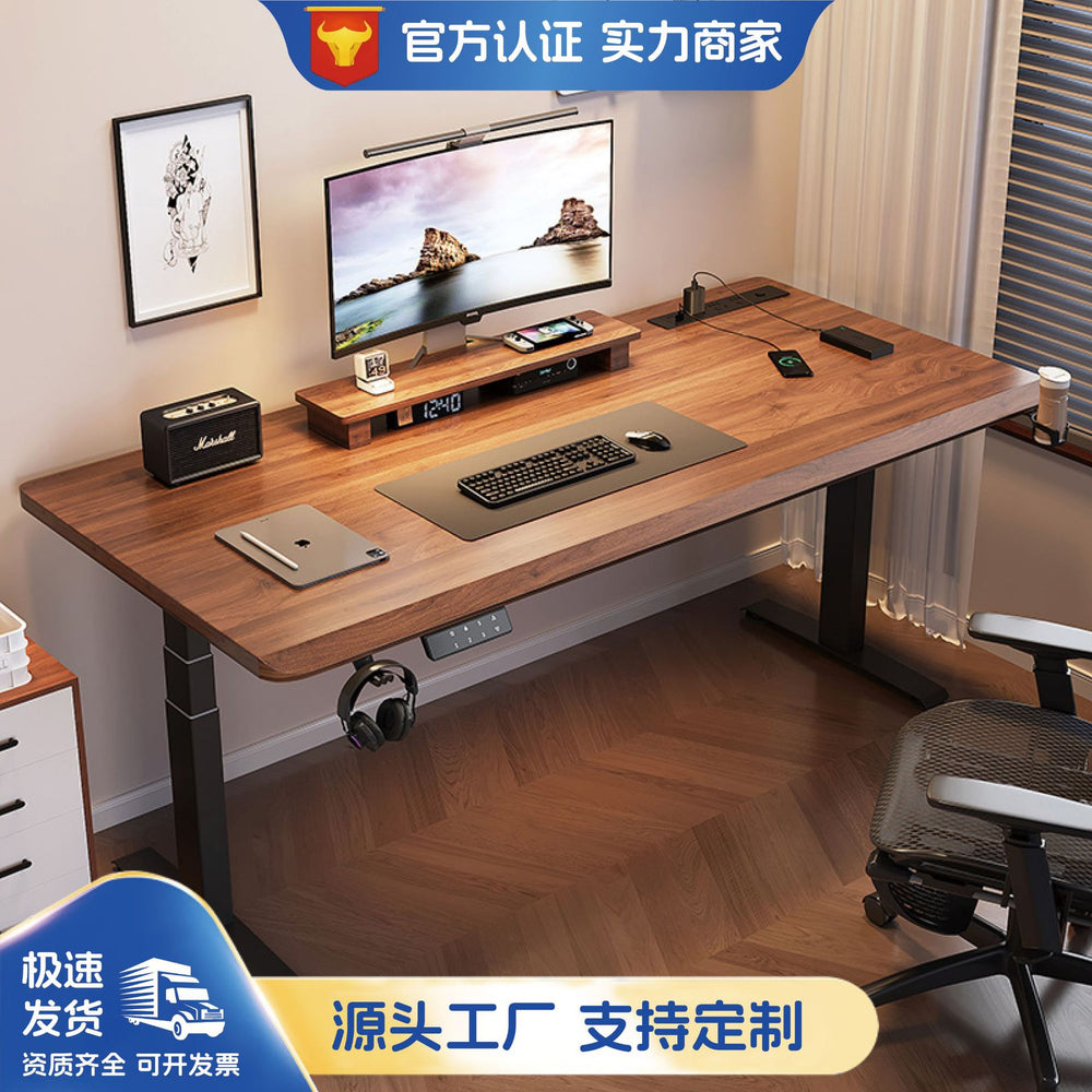 Solid wood electric height adjustable desk - computer desk, gaming desk, home desk, study desk, office desk - adjustable height table