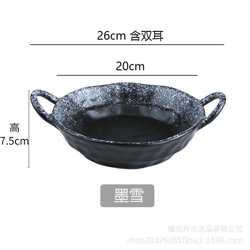 Japanese retro one-person meal set deep dry pot vegetable plate for homeclassy curry rice plate double ear soup plate
