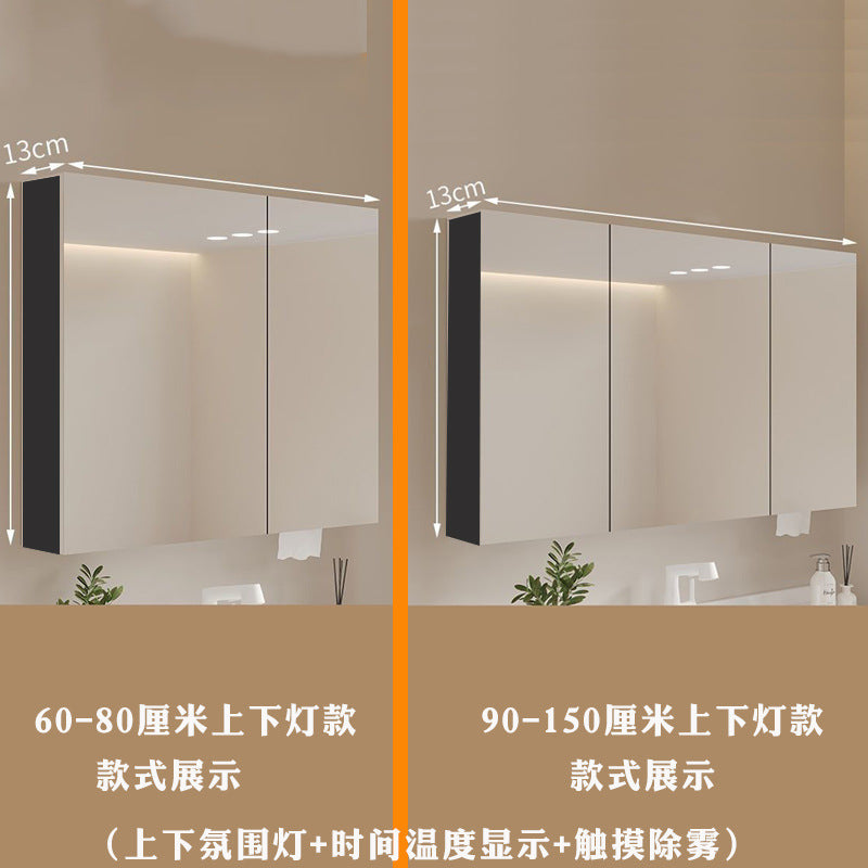 Solid wood smart bathroom mirror cabinet toilet wall-mounted rack toilet storage cabinet cosmetic mirror with light