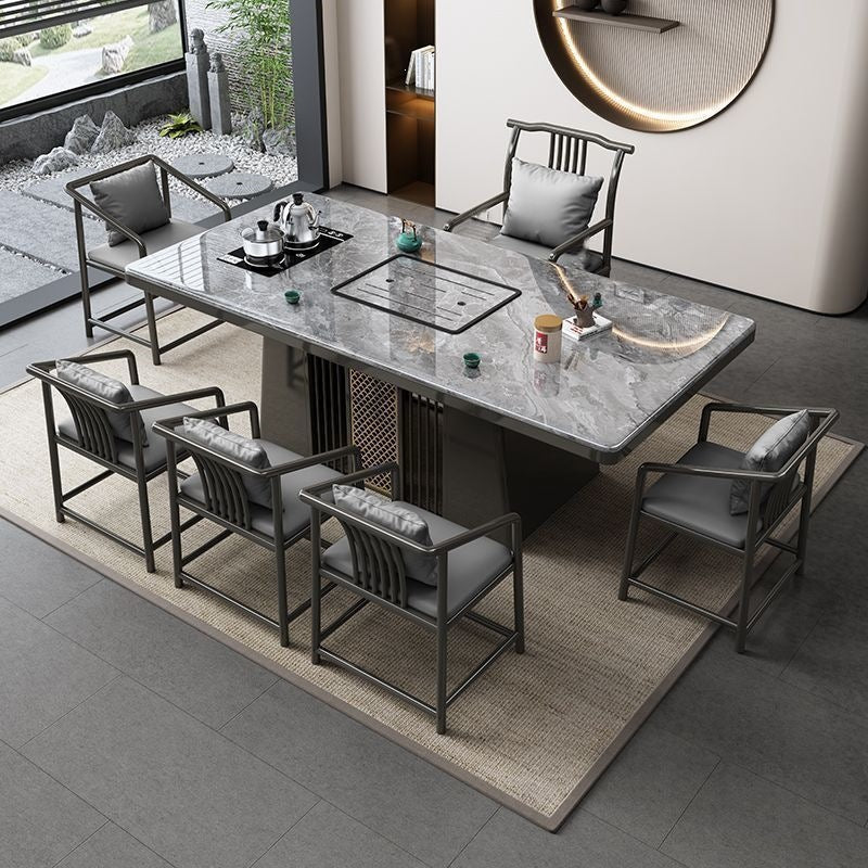 Modern rock slab tea table and chair set - ideal for home, balcony, living room, office, or kung fu tea - complete all-in-one set