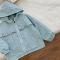 Girls' korean style spring/summer new fashion hooded loose casual versatile lace trim hoodie jacket trendy top