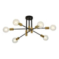 Nordic black gold 8-light linear ceiling light, modern minimalist iron art living room bedroom creative cross branch pendant lamp