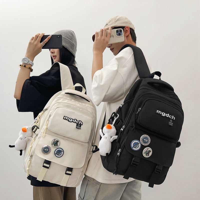 New large-capacity casual backpack stylish simple solid color campus style student school bag travel computer bag