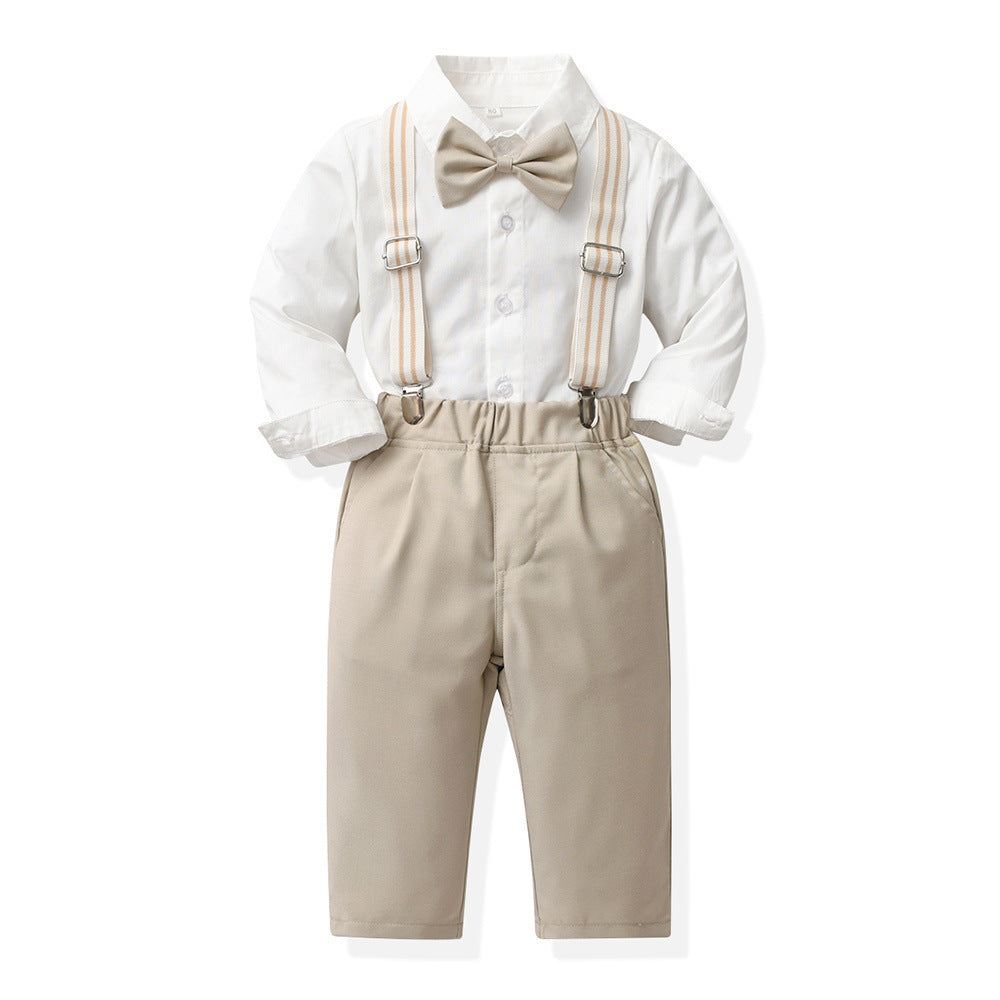 One-year-old dress for baby boys fall and winter british style birthday party clothes for boys overalls suit baby suit