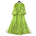 High-end fashion dress women's  spring new french style cinched waist slimming hollow-out crochet lace ruffle hem maxi dress