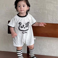 Summer cartoon panda onesie - short sleeve, lightweight, korean style, trendy baby romper for boys and girls - perfect for crawling and outdoor adventures
