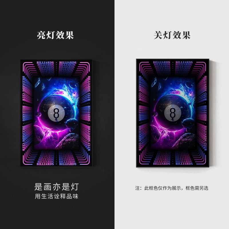Trend billiard room luminous decorative painting imitation abyss mirror cyberpunk astronaut hanging painting billiard hall luminous lamp painting