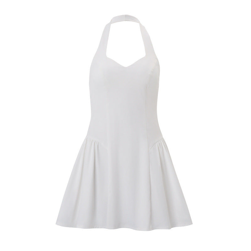 Export fashion women's clothing  summer new arrivalinssexypure colorv neckstylish street halter waist dress