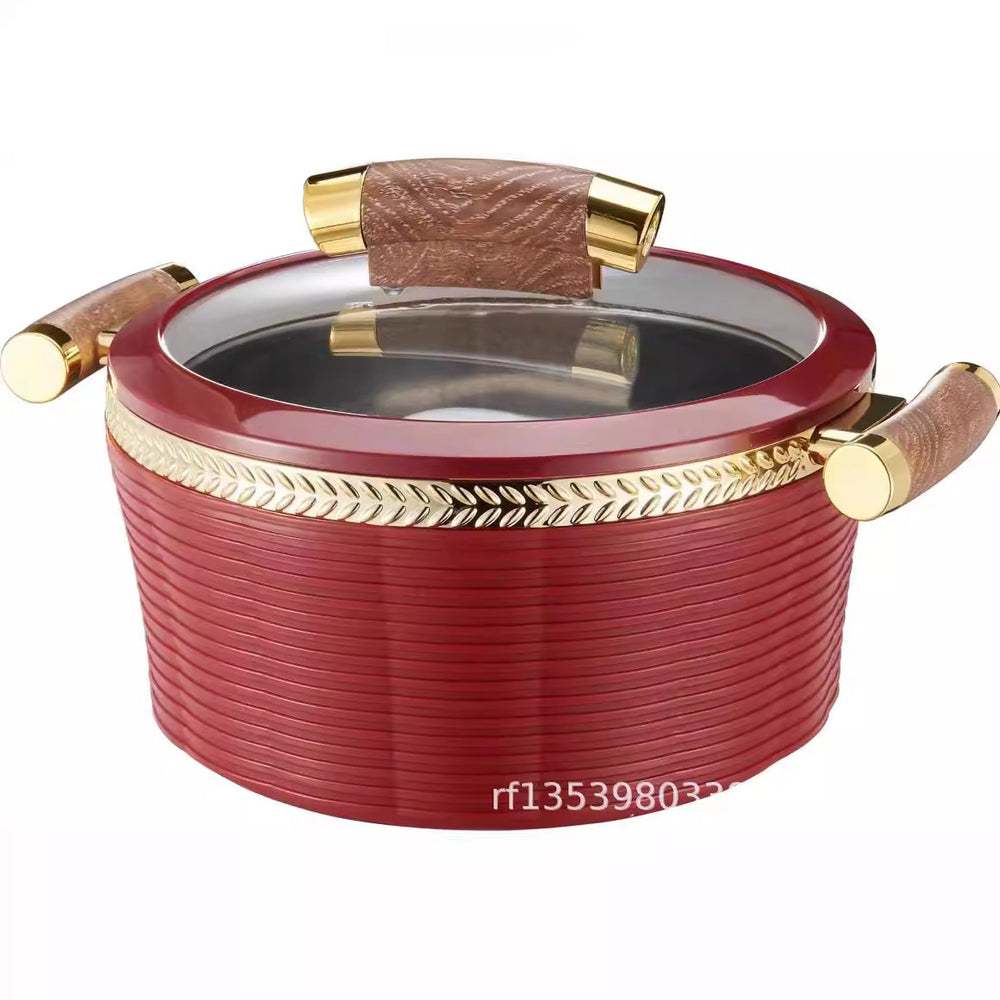 3pcs striped gold edge thermal insulation box 0.8l-2.0l-3.5l food warmer thermal insulation tableware