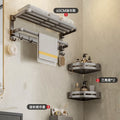Gun gray towel rack space aluminum toilet towel rack bathroom double foldable bathroom storage rack punch-free wall hanging