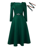 D467  cross-border women's winter new fashion puff sleeve plus size banquet party dress foreign trade dress