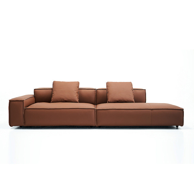 Italian normcore genuine leather sofa living room classy high-end sofa accessible luxury first-layer cowhide straight row tofu block sofa