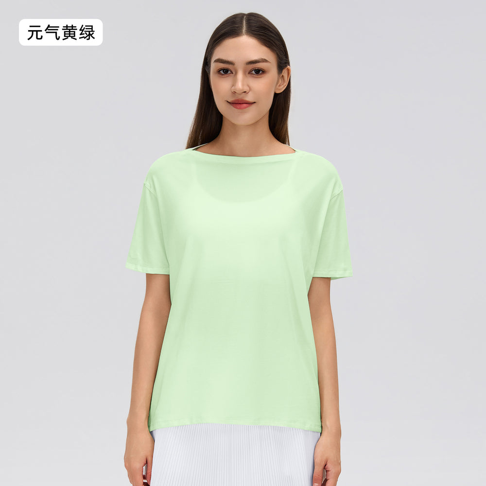 Women's yoga cover-up: lightweight, loose-fit short sleeve tee for summer - perfect for outdoor sports, casual wear, and versatile styling (d26082)