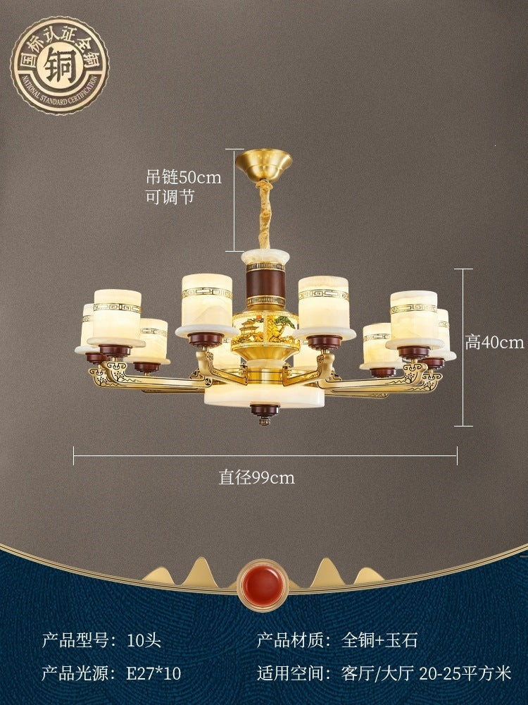 For home house classy chandelier natural jade duplex new lamp zhongshan full copper ancient town new chinoiserie marble