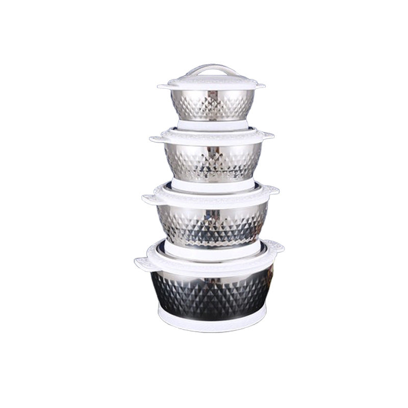 Magnetic double-layer pot three-piece set stainless steel thermal insulation pot exported to africa suit pot drill point 4pcs thermal insulation pot pot