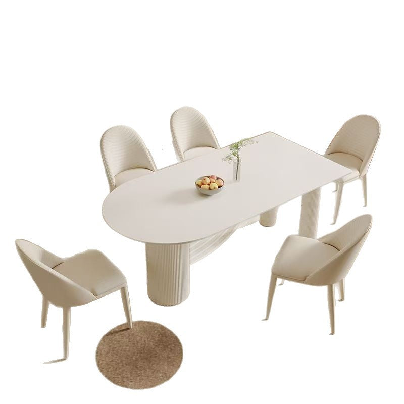 Cream style roman column slate dining table and chair combination casualfor home small apartment island table dining table all-in-one roman column table