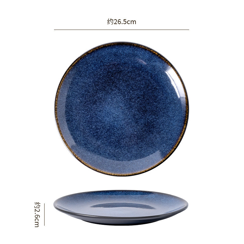 Retro high-looking ceramic stylish dessert plate shallow plate restaurant hotel cooking plate steak western food plate snack plate