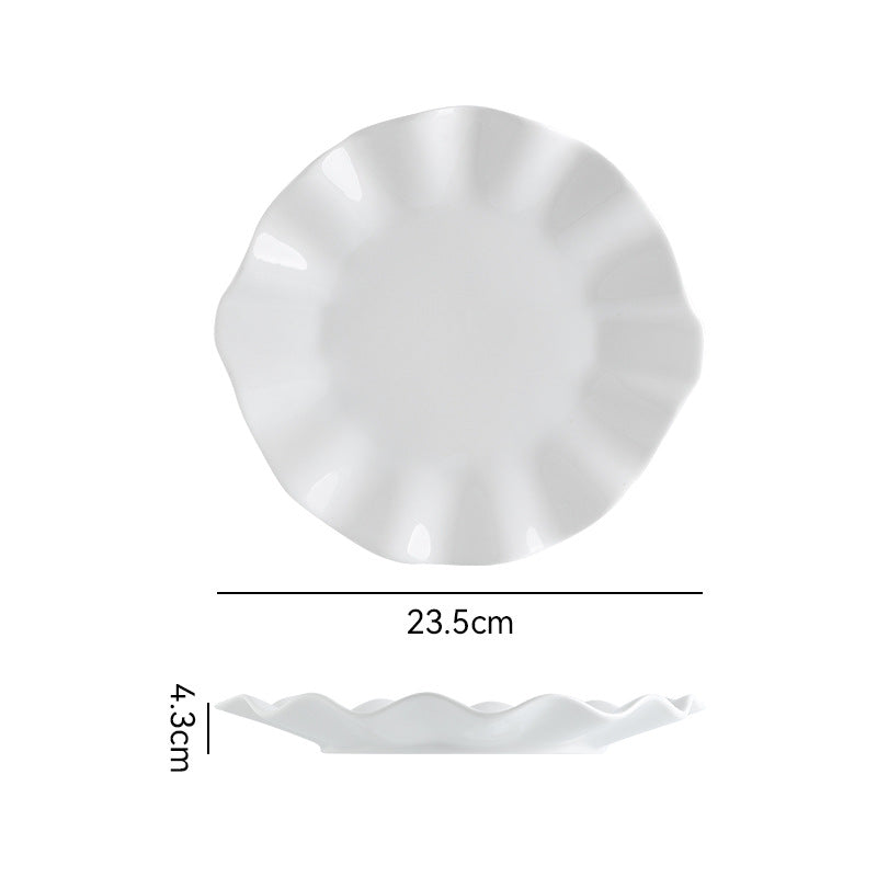 Minimalist pure white ceramic dinnerware set for home, restaurant, and hotel use - porcelain plates, creative plating, and dessert bowls