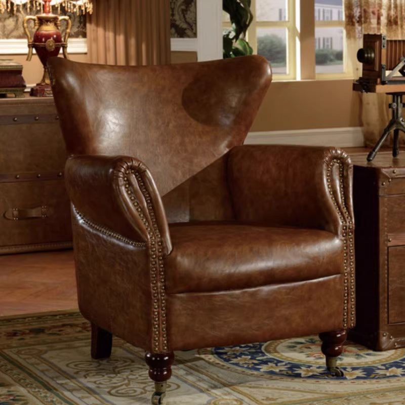 Accessible luxury living room study balcony high back chair hotel cafe single chair sofa tiger chair high backrest plaid