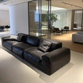 Big black bull sofa villa large apartment living room full genuine leather straight row normcore leather sofa combination casual 2.0 thickness