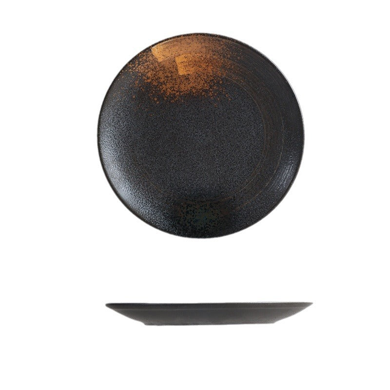 Japanese-style ceramic dinner plates - shallow plates, flat plates, western dinnerware, high-end hotel tableware, steak plates, retro & stylish serving dishes