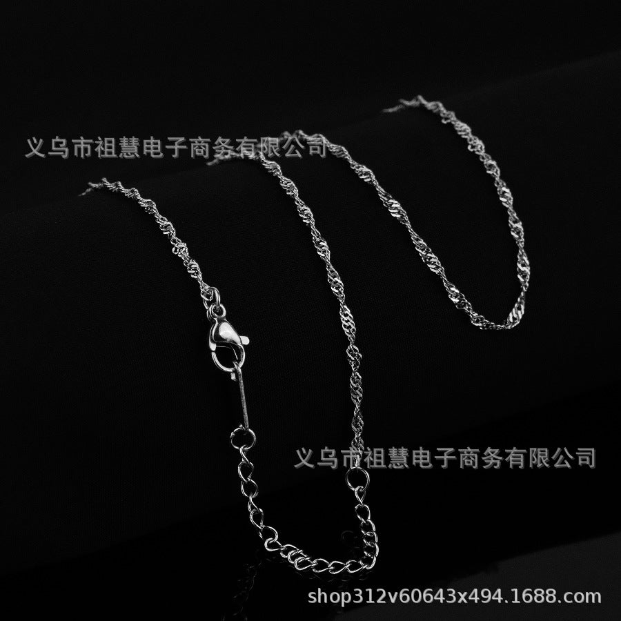 Silver sparkling water wave chain necklace stainless steel smooth choke casual girl wedding gift exquisite jewelry