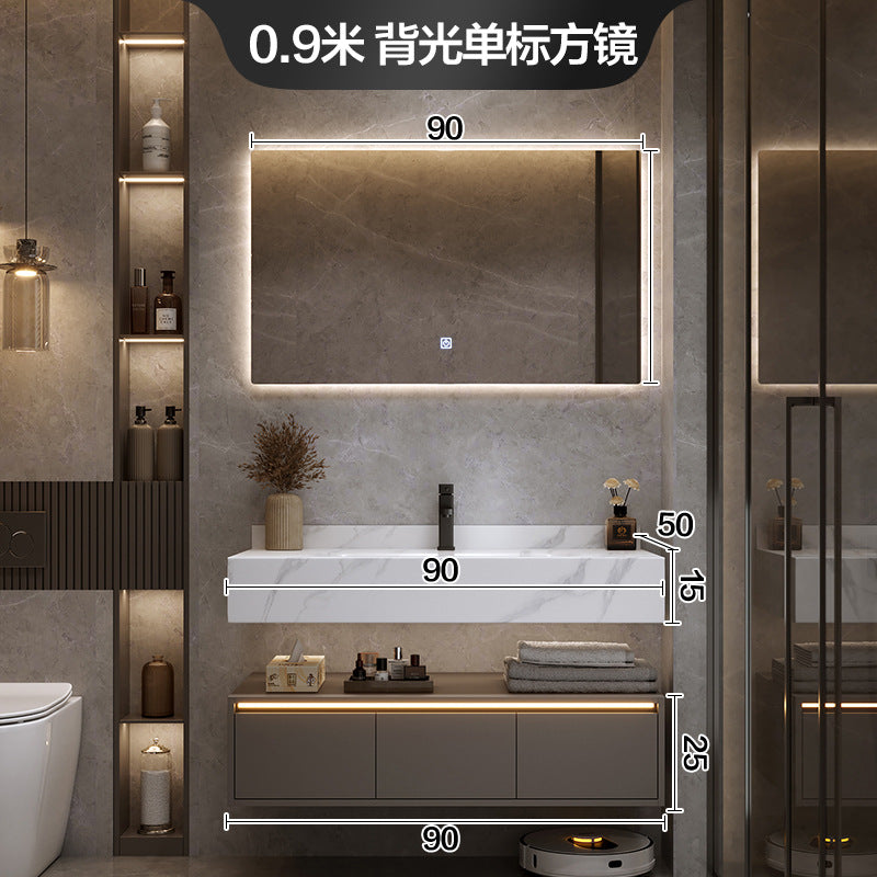 [Spot] Multifunctional storage rack, rock slab hot bending integrated basin, bathroom, washstand, face wash, bathroom cabinet combination