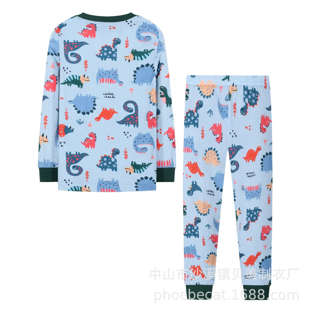 autumn new children's home clothes cute triceratops pajamas export children's clothing wholesale