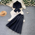 Luxury chic wine red puff sleeve top and high-waisted maxi skirt two-piece set - women's summer commute outfit, slim fit and figure-flattering