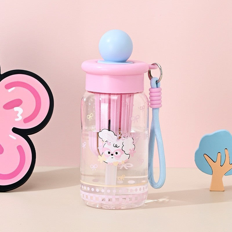 2026 high-value cartoon plastic cup - cute, thickened, high-temperature resistant straw cup for students - outdoor, drop-proof, portable water bottle