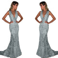 summer new arrivals: european & american style evening gowns for corporate events - long sleeveless sexy v-neck dresses for export