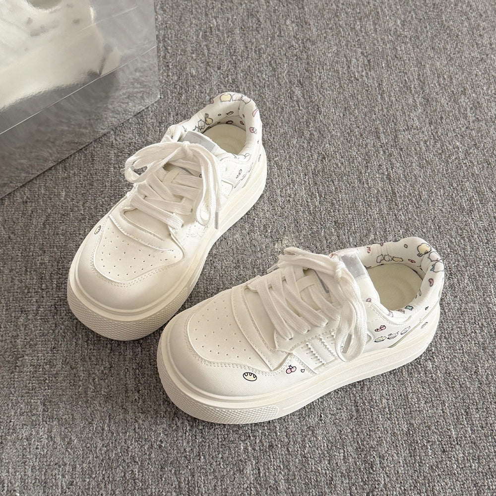 Thick solewhite shoes women's 2026springnew arrival women's shoes easiest for match student casual sneakers petites heightened bread shoes