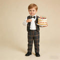 Stylish boys' suit set: british style gentleman's outfit with vest, plaid suit for children, perfect for first birthday celebrations